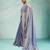blue silk blend chiffon zarkan work saree with unstitched blouse