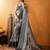 grey crepe printed saree with unstitched blouse