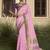 Pink embroidered fancy fabric saree with designer blouse fabric