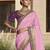 Pink embroidered fancy fabric saree with designer blouse fabric