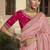 Pink embroidered fancy fabric saree with designer blouse fabric