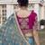 Rama embroidered fancy fabric saree with designer blouse fabric