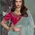 Sky embroidered fancy fabric saree with designer blouse fabric