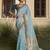 Sky embroidered fancy fabric saree with designer blouse fabric
