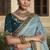 Sky embroidered fancy fabric saree with designer blouse fabric