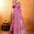 pink crepe printed saree with unstitched blouse