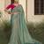 Rama embroidered fancy fabric saree with designer blouse fabric