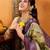 olive crepe printed saree with unstitched blouse