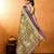 olive crepe printed saree with unstitched blouse