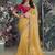 Yellow embroidered fancy fabric saree with designer blouse fabric