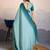 teal crepe beads work saree with unstitched blouse