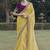 Yellow embroidered fancy fabric saree with designer blouse fabric