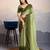 olive crepe beads work saree with unstitched blouse