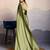 olive crepe beads work saree with unstitched blouse