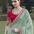 Sea green embroidered fancy fabric saree with designer blouse fabric