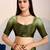 olive crepe beads work saree with unstitched blouse
