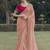 Pink embroidered fancy fabric saree with designer blouse fabric