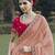 Pink embroidered fancy fabric saree with designer blouse fabric