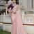 peach chinnon zarkan work saree with unstitched blouse