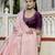 peach chinnon zarkan work saree with unstitched blouse