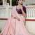 peach chinnon zarkan work saree with unstitched blouse