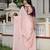 peach chinnon zarkan work saree with unstitched blouse