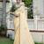 yellow chinnon zarkan work saree with unstitched blouse