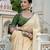 yellow chinnon zarkan work saree with unstitched blouse