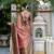 peach kanjivaram silk blend zari woven saree with unstitched blouse