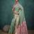 mint linen blend zari woven saree with unstitched blouse
