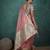 peach linen blend zari woven saree with unstitched blouse