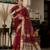 maroon linen zari woven saree with unstitched blouse