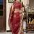 maroon linen zari woven saree with unstitched blouse