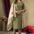 Green Designer Straight Kurti Pant Dupatta Set With Embroidery And Hand Work