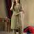 Green Designer Straight Kurti Pant Dupatta Set With Embroidery And Hand Work