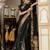 black linen zari woven saree with unstitched blouse