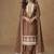 Brown chinon silk embroidered deiigner plazzo suit