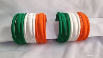 Ethnic bangle for special occasion silk thread bangle in tiranga's colour greenwhie and orange for women and girls 1