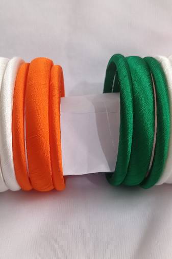 Ethnic bangle for special occasion silk thread bangle in tiranga's colour greenwhie and orange for women and girls