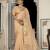 beige tissue linen beads & stone saree with unstitched blouse