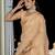 beige tissue linen beads & stone saree with unstitched blouse