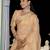 beige tissue linen beads & stone saree with unstitched blouse