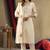 Off white Designer Straight Kurti Pant Dupatta Set With Embroidery And Hand Work