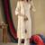 Off white Designer Straight Kurti Pant Dupatta Set With Embroidery And Hand Work