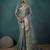 teal tissue linen zari woven saree with unstitched blouse