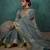 teal tissue linen zari woven saree with unstitched blouse