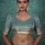 teal tissue linen zari woven saree with unstitched blouse