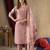 Onion Pink  Designer Straight Kurti Pant Dupatta Set With Embroidery And Hand Work