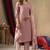 Onion Pink  Designer Straight Kurti Pant Dupatta Set With Embroidery And Hand Work