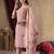 Onion Pink  Designer Straight Kurti Pant Dupatta Set With Embroidery And Hand Work